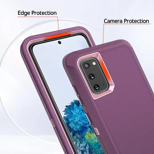 Vista 4 de Jshru Funda para Galaxy S20, funda protectora resistente de grado militar, a prueba de golpes, a prueba de caídas/polvo, 3 capas, funda