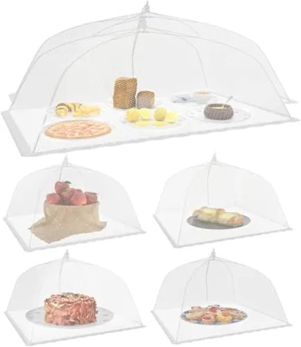 Vista 9 de Simply Genius Carpa de Malla Emergente para Cubrir Alimentos - 17 x 17 pulgadas, Blanco, Paquete de 3, Compacta - Elementos Esenciales para Acampar
