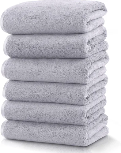 Vista 18 de TENSTARS Juego de 12 paños de alta calidad, secado rápido, terciopelo coral de microfibra suave, altamente absorbente, uso multiusos como baño, spa