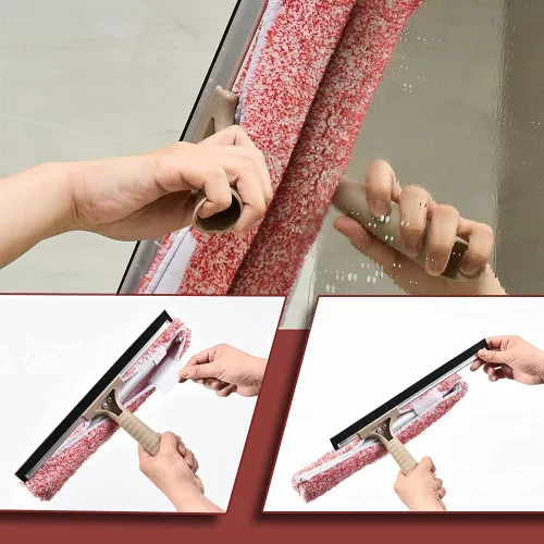 Vista 7 de Escobilla multiusos de ventana de 12 pulgadas con poste de aluminio ajustable de 6.7 a 49.4 pulgadas, limpiador de ventana de microfibra altamente