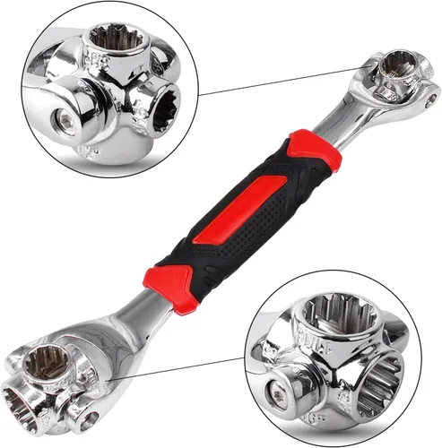 Vista 3 de qalgtih Llave de tubo 52 en 1, herramientas giratorias multifuncionales, profesionales, de acero inoxidable, llave giratoria de 360 grados