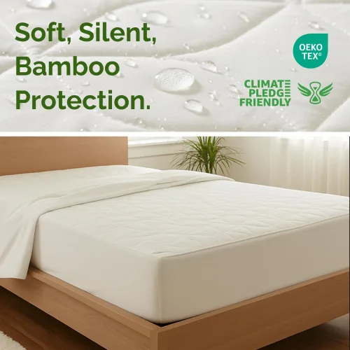 Vista 2 de Protector de colchón refrescante impermeable – Funda de colchón tamaño King – Viscosa hecha de bambú – Suave, transpirable, silencioso y lavable