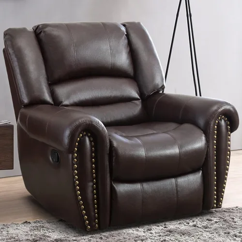Vista 13 de INZOY Silla reclinable de cuero, sofá reclinable manual resistente, sofá individual de salón para sala de estar, asiento de cine en casa