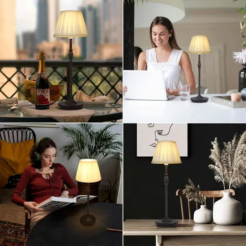 Vista 6 de Cordless LED Touch Lamp with Dimmer Portable Small Table Lamp, 18" 2700K Rechargeable Battery Light for Bedside, Dining Room, Bedroom Lamp, Patio