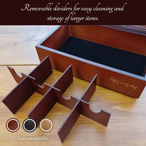 Vista 6 de BJOYFUL&LOVED BJL Organizador de bolsitas de té, caja de té de madera con 8 compartimentos, soporte de gran capacidad para almacenamiento, Negro