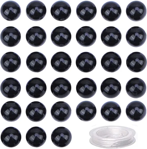 Vista 19 de 100 piezas de cuentas de cristal natural con piedras preciosas redondas sueltas de curación de energía con cordón elástico de cristal para hacer