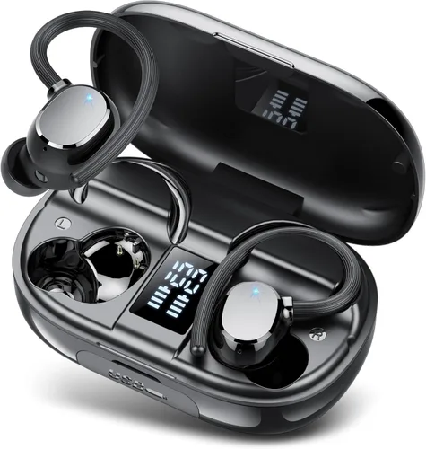 Auriculares inalámbricos Bluetooth deportivos 2026 nuevos Bluetooth 5.3 con pantalla LED, 128 horas de reproducción, potentes graves sobre la oreja
