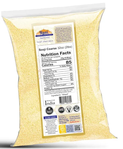 Vista 7 de Rani Sooji Gruesa (Farina, Suji, Rava, Rawa, Sémola de Trigo) Harina 32oz (2lbs) 908g ~ Completamente Natural Vegana Sin OGM Kosher De