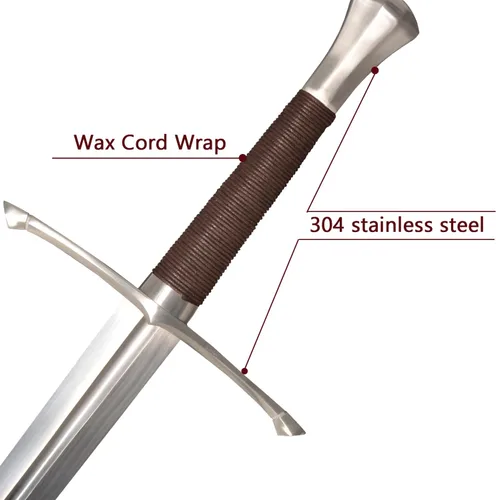 Vista 7 de Espada medieval occidental de 46.5 pulgadas, hecha a mano, acero de alto carbono 1095 de espiga completa (incluye correa para el hombro)