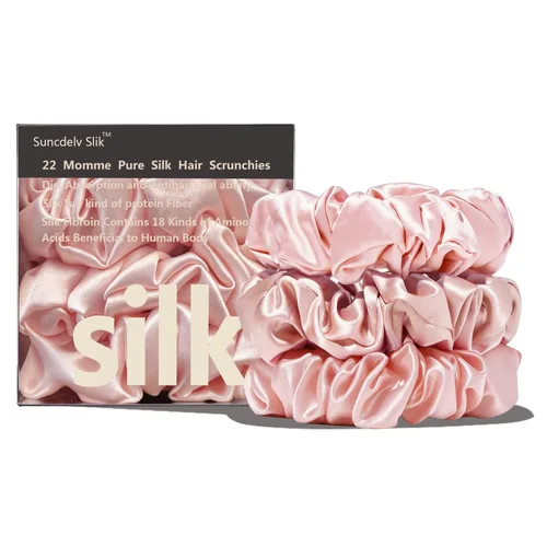 Vista 17 de Suncdelv Seda, coleteros de seda 100% para el cabello, lazos para el cabello de 22 momme para antiarrugas y roturas, accesorios naturales