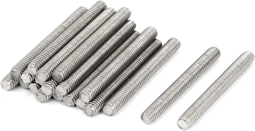 Vista 20 de uxcell M3 x 1.181 in 0.020 in Pitch 304 Varillas totalmente roscadas de acero inoxidable tono plateado 20 piezas