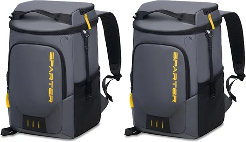 Vista 14 de SPARTER - Mochila enfriadora aislada a prueba de fugas para 33/49 latas, bolsa térmica con 2 compartimentos aislados, mochila de playa, viaje