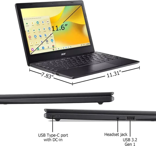 Vista 6 de acer Chromebook 311 Slim Light - Laptop empresarial, portátil HD de 11.6 pulgadas, Intel Celeron N4500, 4 GB de RAM, 64 GB eMMC, gráficos Intel UHD