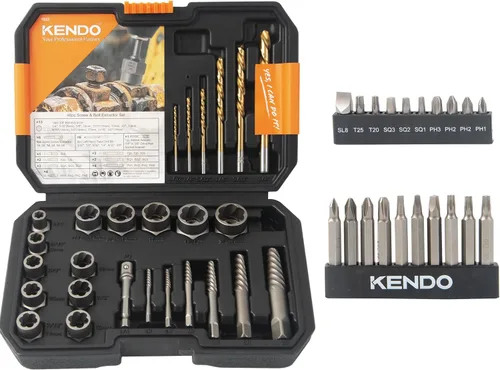 Vista 8 de KENDO - Juego de extractores de tornillos dañados - Removedor para tornillos, tuercas y pernos pelados, herramientas de brocas para una fácil