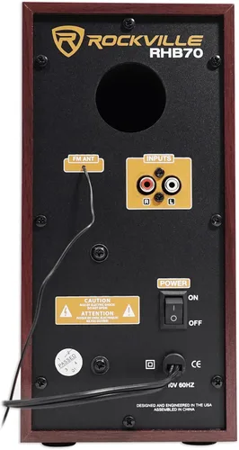 Vista 5 de Rockville Sistema de altavoces compacto de cine en casa RHB70 con Bluetooth/USB/FM, madera de cerezo