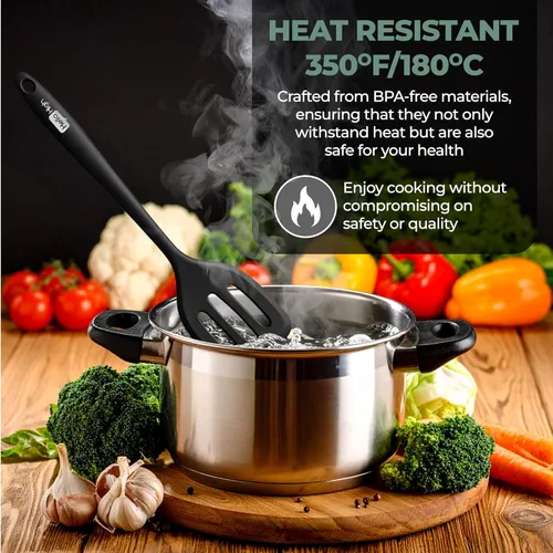 Vista 9 de Hello High - Juego de espátulas pequeñas negras de 5 piezas - Espátulas cortas de silicona compactas para hornear, cocinar y raspar tarros