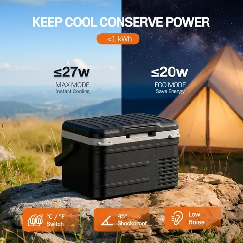 Vista 5 de EKOJUCE - Refrigerador eléctrico de 12 voltios, 30L (32 cuartos de galón), compresor de refrigerador 12/24V CC y 100-240V CA, refrigerador de 12V