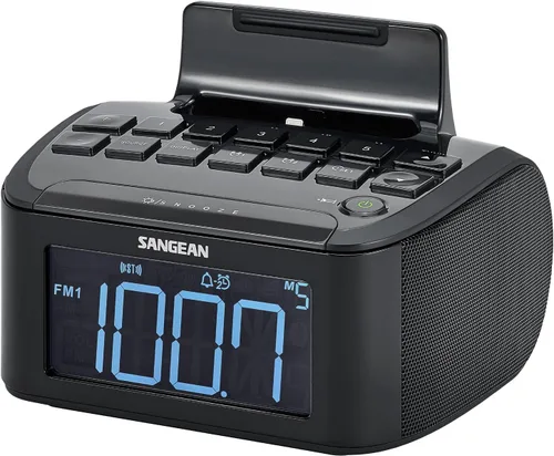 Vista 4 de Sangean America, Inc. RCR-28 AM/FM-Stereo/Aux-in Digital Tuning Radio reloj con conector Lightning Dock para iPhone 5/5s/5c/6/6Plus/6s/6sPlus, negro