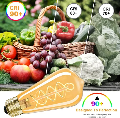 Vista 7 de Bombilla LED E26 de 4 W, equivalente a 40 vatios, bombillas Edison vintage, blanco cálido 2200 K ámbar E26 Edison regulable, bombilla LED ST21/ST64