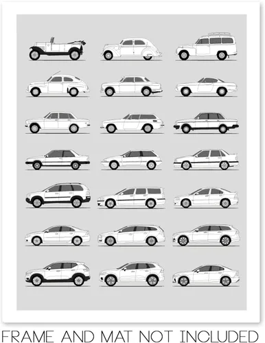 Vista 2 de Idea Network Handmade Poster compatible with Volvo Print Wall Art Handmade Decor of the Best of Volvo Generations History Evolution