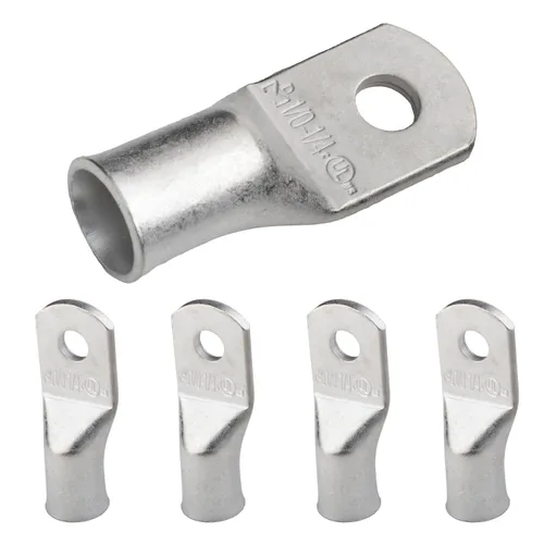 Vista 203 de SELTERM 5 piezas terminales de cable de cobre estañado 1/0 AWG perno de 1/2", extremos de cable de batería, terminales de anillo, conectores