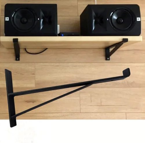 Vista 3 de Triángulo flotante de metal soporte de estante de labios, ángulo de pared esquina soportes de estantes, montaje en pared retro soporte de carga