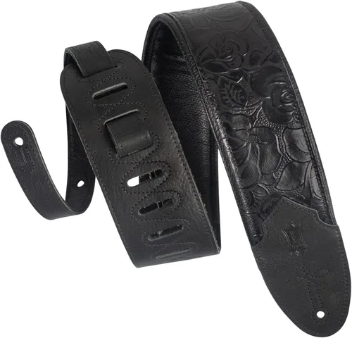 Vista 10 de Levy's Leathers Serie Sundance - Correa de guitarra de cuero repujado de 3 pulgadas de ancho, diseño premium de punta de flecha marrón, soporte
