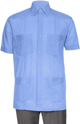 Camisa Guayabera Manga Corta - Para Hombre Cuban Blue Nirvana 4X, nirvana azul