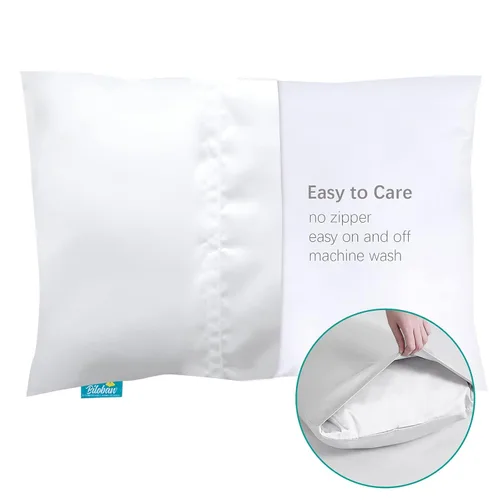 Vista 12 de Biloban Paquete de 2 fundas de almohada de viaje de algodón orgánico para niños pequeños, almohadas de 13 x 18 pulgadas o 14 x 19 pulgadas, funda