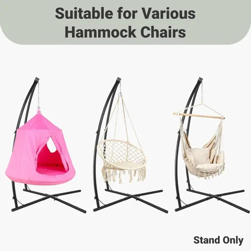 Vista 4 de AthLike - Soporte para columpio de hamaca, soporte en C para silla colgante, para exteriores, de acero sólido y resistente, solo la construcción