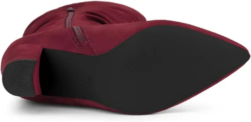 Vista 5 de Allegra K Botas altas hasta la rodilla con tacón grueso y puntiagudas para mujer
