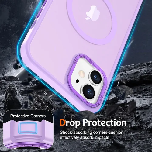 Vista 1407 de Anuck - Funda magnética para iPhone 11 compatible con MagSafe, carcasa trasera mate translúcida dura, borde de TPU, delgada, resistente a impactos