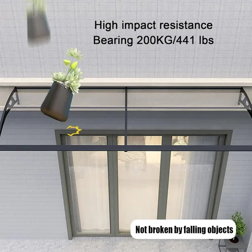 Vista 4 de Cubierta curvada de policarbonato, toldo para ventana, toldo para puerta, protección contra rayos UV, lluvia, nieve, refugio de puerta, pérgola