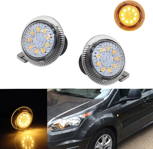 Vista 8 de Para 2010 2011 2012 2013 2014 2015 2016 2017 2018 2019 2020 2021 Ford Transit Connect Luces de repetición de luz de marca de alerón Amber #9T1Z13K376