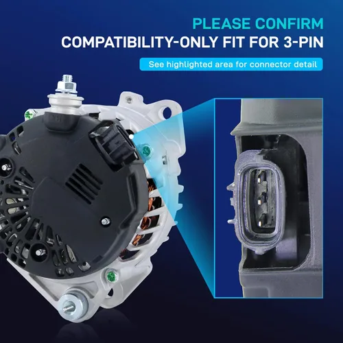 Vista 3 de Alternador de Reemplazo Nissan Nuevo 2.5L 110 AMP para 2007-2012 Altima, 2007 2008 2009 2010 2011 2012 Sentra, 2011-2013 Rogue, 2014 2015 Rogue