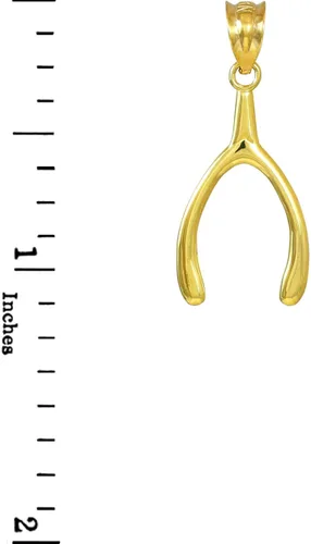 Vista 3 de Collar con colgante de hueso pulido de oro de 14 quilates con dije de buena suerte