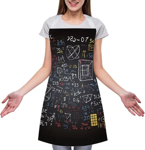 Vista 3 de Mathematics And Physics Apron with Pockets Water And Oil Resistant Kitchen Aprons Professional Adjustable Bib Apron for Women Men