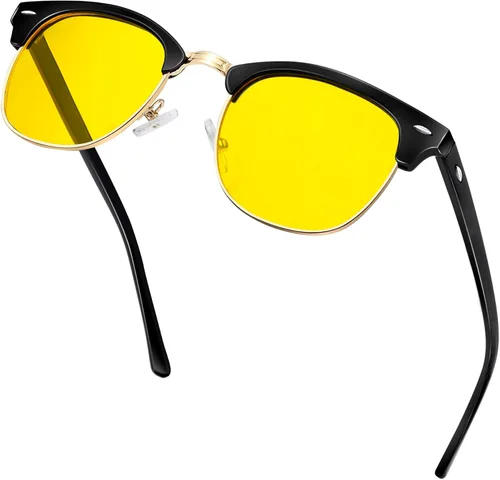 KANASTAL Gafas de sol polarizadas sin montura semi para hombres y mujeres, montura clásica con montura UV400