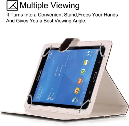 Vista 6 de NewShine - Funda universal de 7.0 pulgadas, diseño de mármol de flores de cuero sintético, plegable, con ranuras para tarjetas y bolsillo