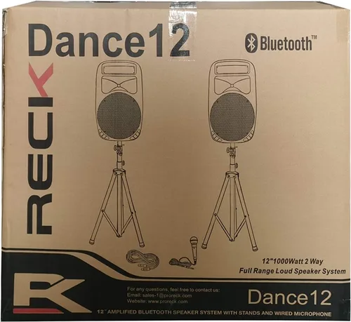 Vista 5 de RECK DC 12 portátil de 12 pulgadas, 1000 vatios, sistema de altavoces Dj/PA alimentado de 2 vías, conjunto combinado con Bluetooth/USB/lector
