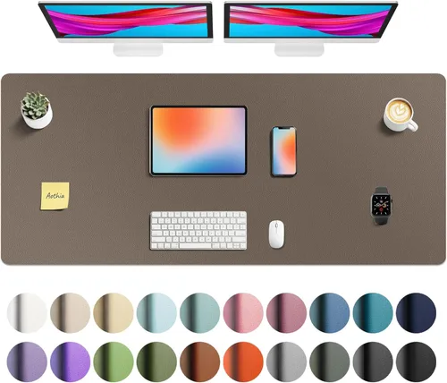 Vista 46 de Aothia - Protector de escritorio de cuero sintético grande, base antideslizante para mouse y superficie para escribir, impermeable, fácil de Agua