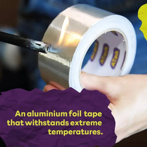Vista 5 de ATack Cinta adhesiva reflectante de papel de aluminio, 3.6 mil, 2 pulgadas x 55 yardas, cinta HVAC de aluminio de alta temperatura y resistente