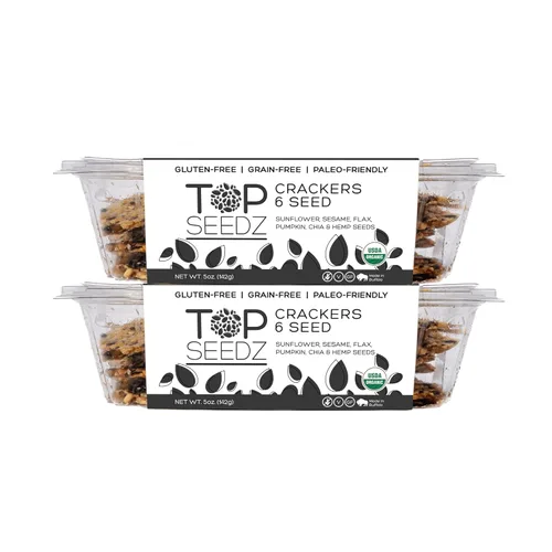 Top Seedz Galletas orgánicas certificadas sin gluten, paquete de 2, 5 onzas, galletas veganas saludables con proteína a base de plantas, hechas de