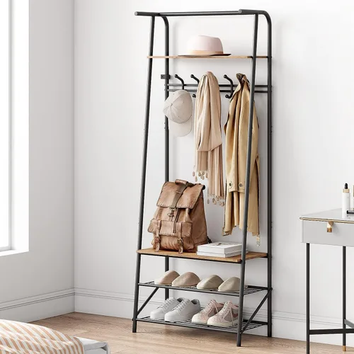 Vista 7 de Perchero para zapatos con 5 ganchos, árboles de entrada con almacenamiento, organizador multifuncional de pasillo, muebles decorativos de aspecto