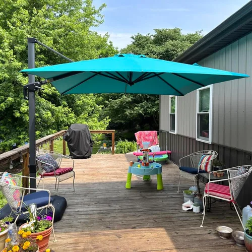 Vista 100 de PURPLE LEAF Sombrilla de Patio de 8 Pies para Exteriores Sombrilla Cantilever Cuadrada de Aluminio Sombrilla Offset con Rotación de 360 Grados