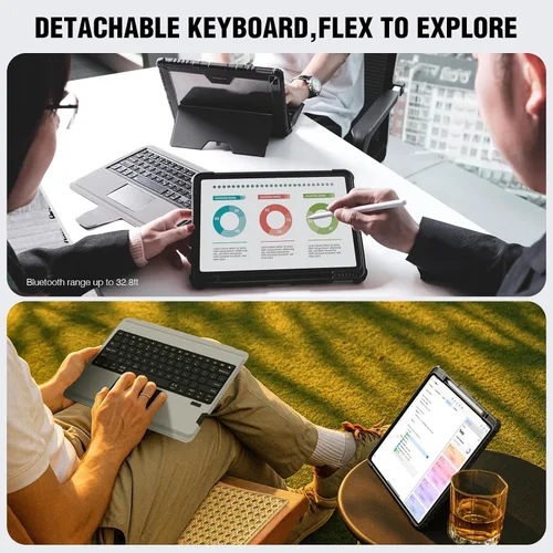 Vista 4 de Nillkin Funda para iPad A16 de 11ª y 10ª Generación con Teclado, Cubierta Deslizante de Cámara, Teclado Inalámbrico Desmontable Retroiluminado de 7