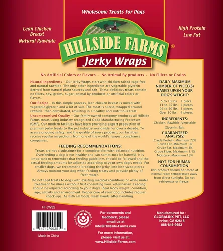 Vista 2 de Hillside Farms Golosinas prémium para perros de pollo y cuero crudo, 32 onzas