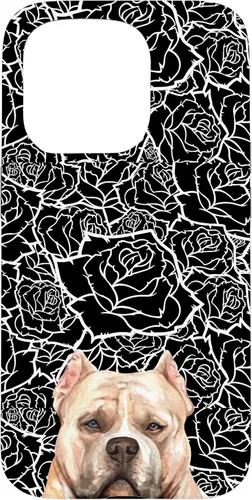 Vista 14 de Funda para iPhone 16 American Bulldog Bully Dog Rose Flower Negro Blanco