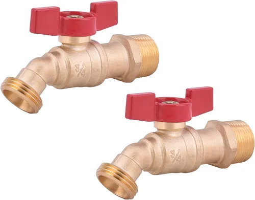 Vista 9 de LD Valve - Manguera macho Bibb 1/2 pulgada MIP X 3/4 pulgadas MHT para riego de jardín, babero de manguera de cierre de 1/4 con mango en T