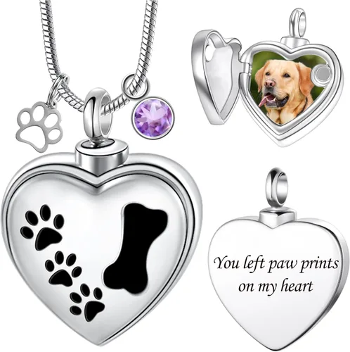 Farfume Collar personalizado con urna para mascotas, para perro, gato, cenizas, cremación, conmemorativo para mascotas, grabado con foto, texto,